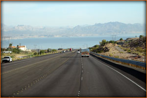 it was time to head east. And here we are coming up on Lake Mead just before crossing over the Hoover Dam area.