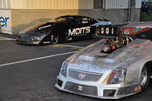 The Warriors Moits Racing Pro Mod and John Stanleys Cadillac CTS-V PDRA Pro Extreme prepare to do battle