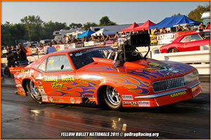 First Blazing Launch With The Hemi Powered Camaro Pro Mod during testing at the 2011 Yellow Bullet Nationals